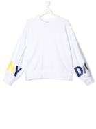 Dkny Kids Teen Logo Sleeve Sweater - White