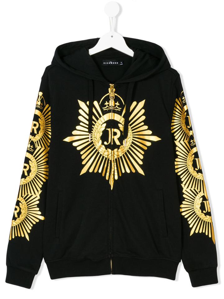 John Richmond Kids Printed Hooded Jacket - Black