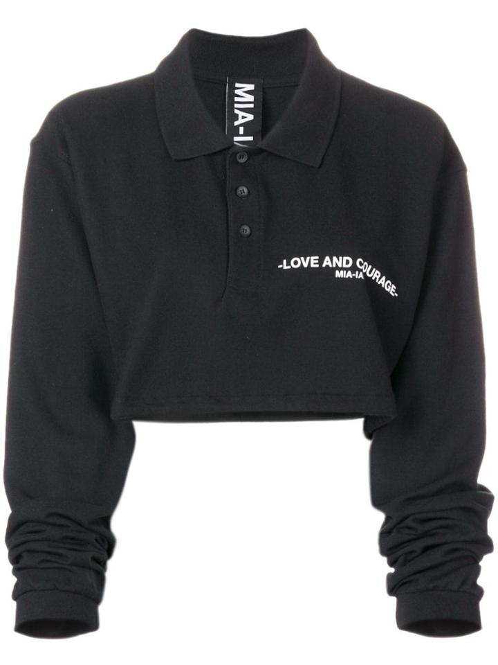 Mia-iam Cropped Polo Shirt - Black