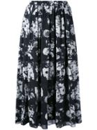 Kenzo - Printed Full Skirt - Women - Silk/polyester - 36, Black, Silk/polyester