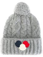 Moncler Pom Pom Beanie Hat, Men's, Grey, Cashmere/wool