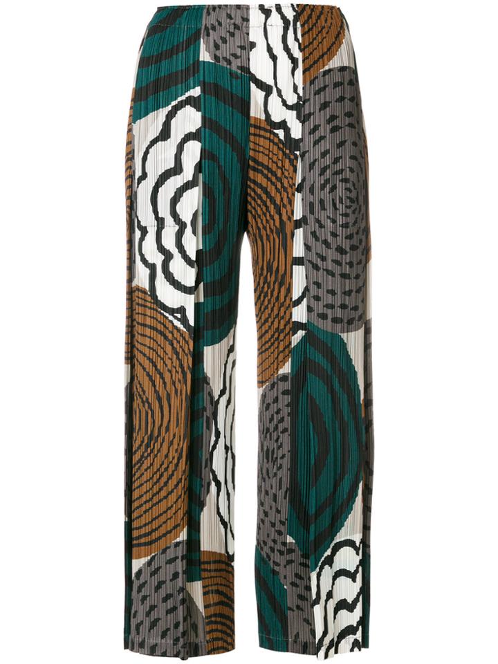 Pleats Please By Issey Miyake Printed Pleated Cropped Trousers -