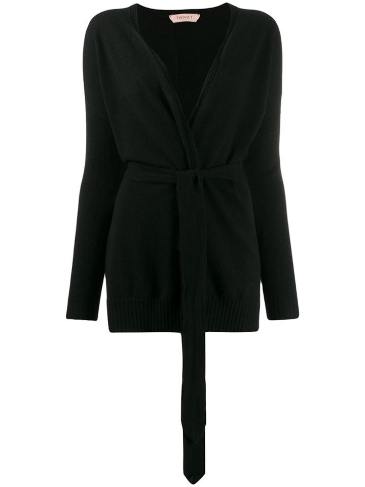 Twin-set Wrap Front Cardigan - Black