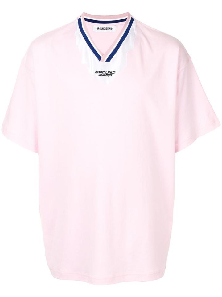 Ground Zero Oversized V-neck T-shirt - Pink