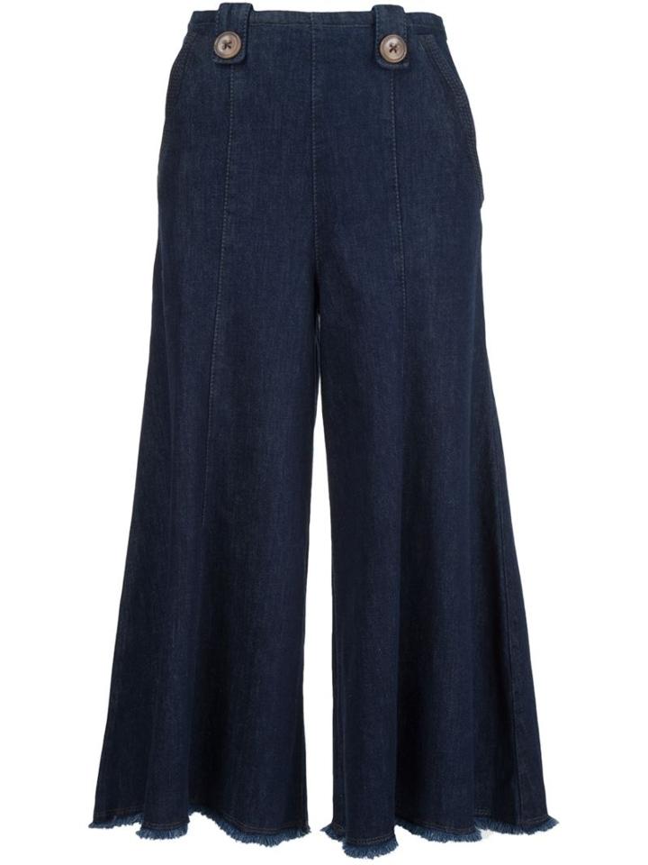Dorothee Schumacher Cropped Wide Leg Jeans, Women's, Size: 5, Blue, Cotton/spandex/elastane