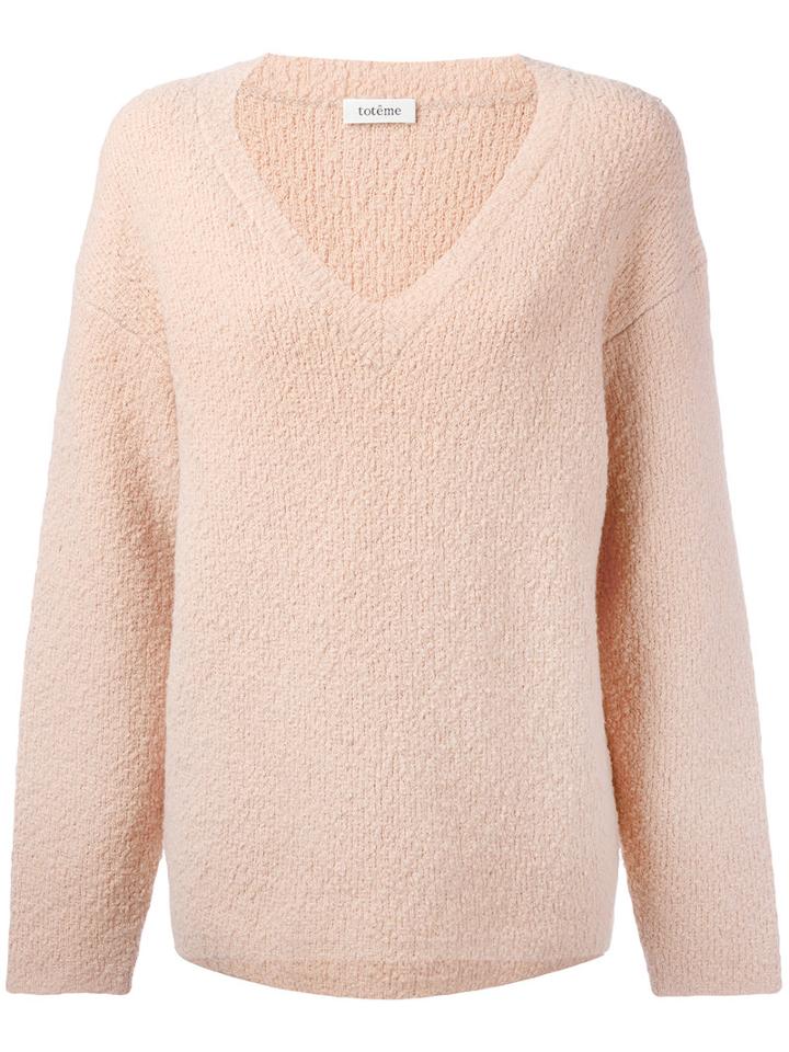 Toteme Oversized V-neck Jumper, Women's, Size: Medium, Pink/purple, Polyamide/spandex/elastane/wool