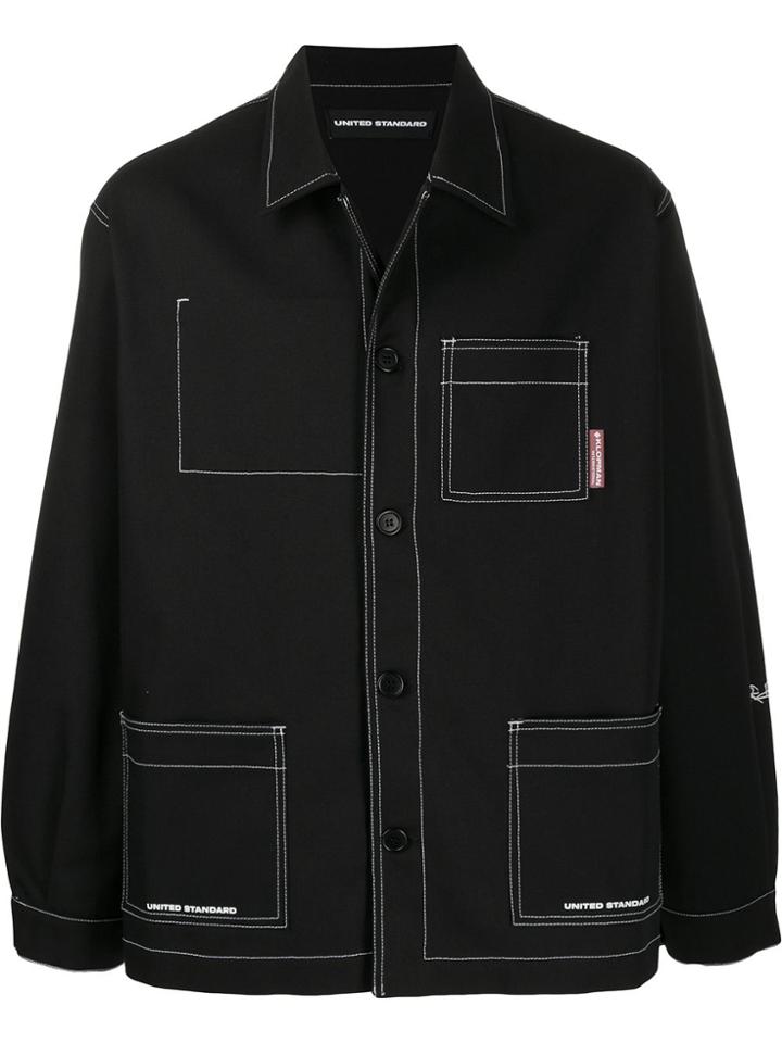 United Standard Contrast Stitching Shirt Jacket - Black