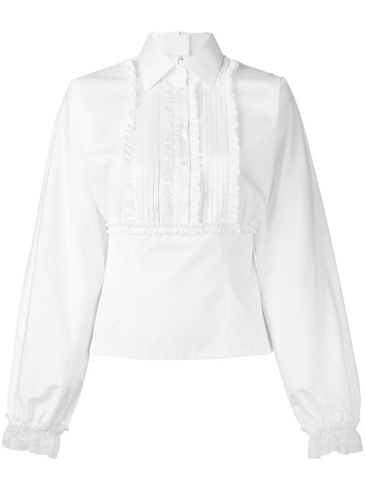 Dolce & Gabbana - Frill Detail Shirt - Women - Cotton/polyamide/viscose - 40, White, Cotton/polyamide/viscose
