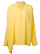 Jil Sander - Asymmetric Shirt - Women - Silk - 36, Yellow/orange, Silk