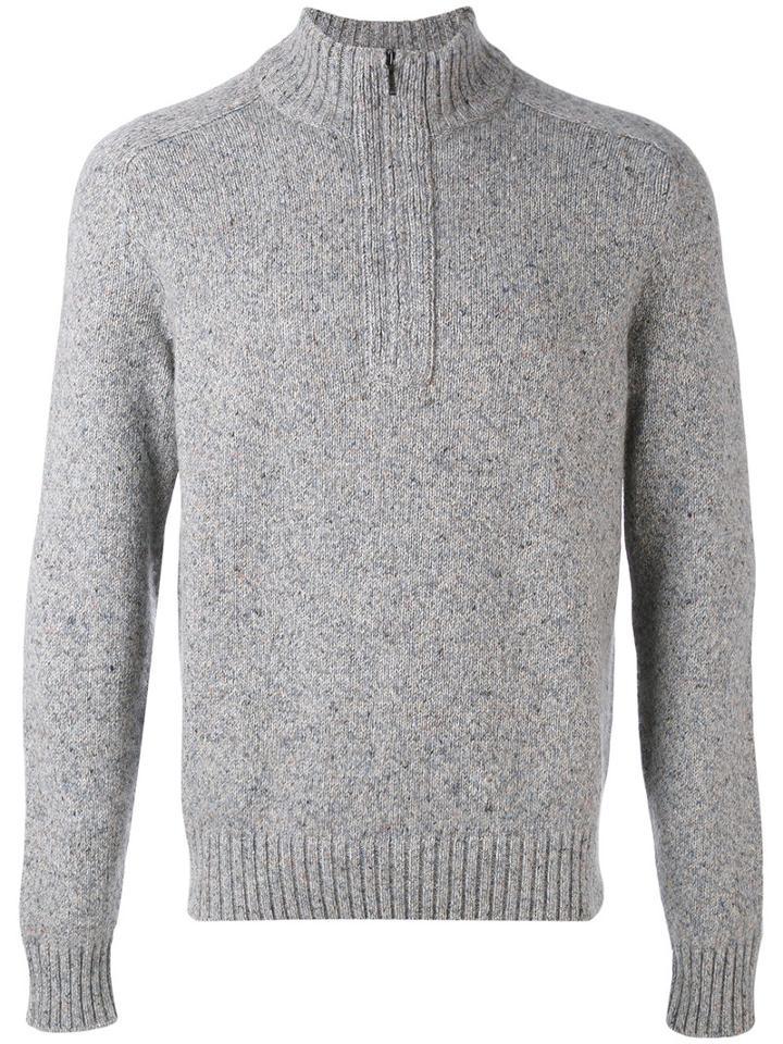 Zip Collar Jumper - Men - Cashmere/goat Suede - 48, Grey, Cashmere/goat Suede, Loro Piana