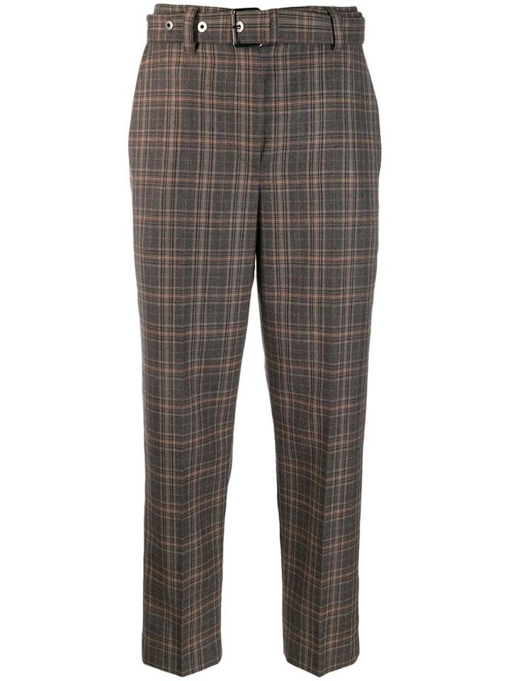 Brunello Cucinelli Plaid Belted Trousers - Brown