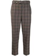 Brunello Cucinelli Plaid Belted Trousers - Brown