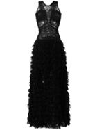 Ermanno Scervino Raw Lace Tiered Gown - Black