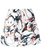 Marni Marble Print Skirt, Women's, Size: 38, Ivory, Silk/polyamide