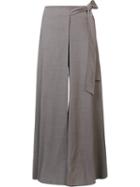 By. Bonnie Young Wide-leg Wrap Trousers, Women's, Size: 6, Grey, Spandex/elastane/wool