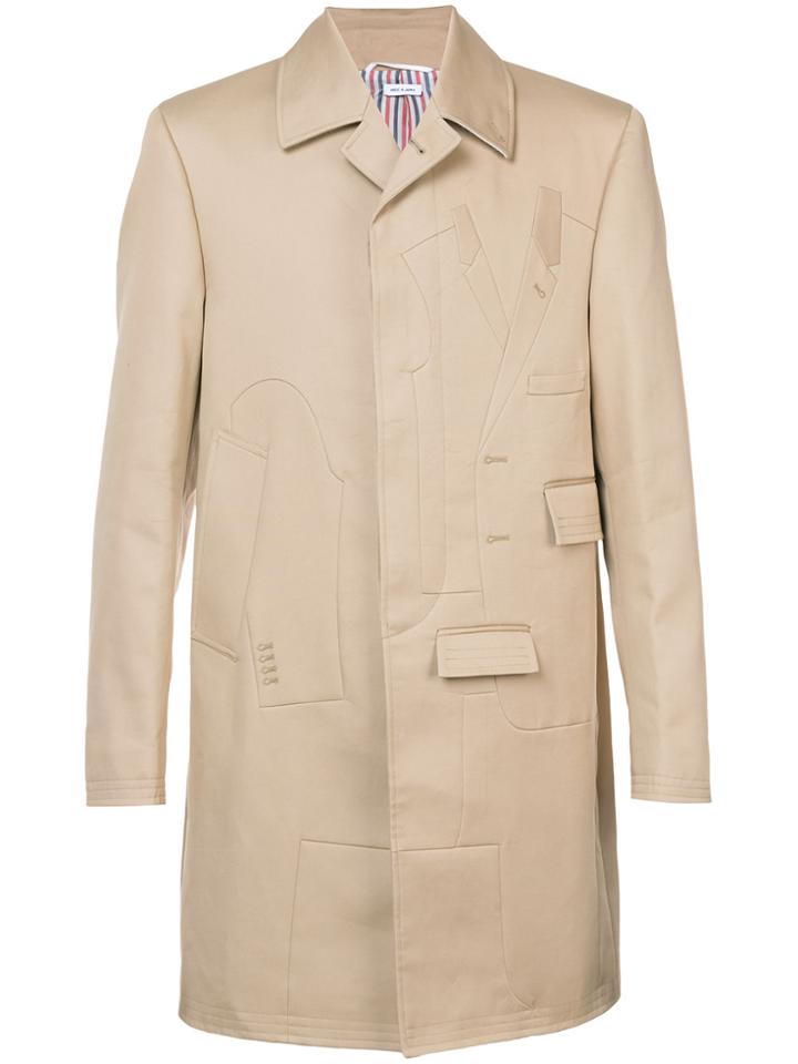 Thom Browne Single Breasted Coat - Nude & Neutrals