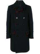 Givenchy - Contrast Trim Double Breasted Coat - Men - Cotton/polyamide/cupro/water - 48, Black, Cotton/polyamide/cupro/water