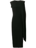 Norma Kamali Straight-cut Dress With Cape Layer - Black