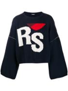 Raf Simons Embroidered Logo Knitted Sweater - Blue