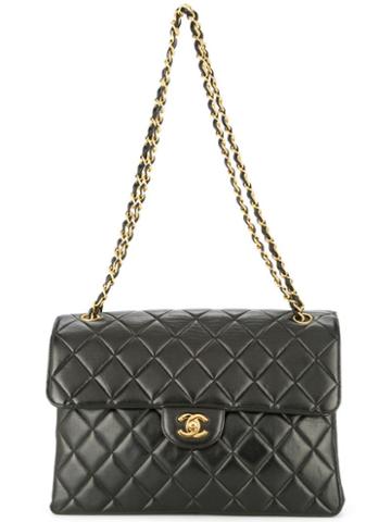 Chanel Pre-owned Quilted Cc Logos Both Sides Flap Shoulder Bag - Black