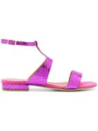 Via Roma 15 Snakeskin Effect Sandals - Pink & Purple