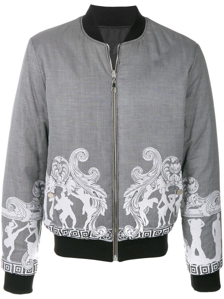 Versace Collection Striped Patterned Bomber Jacket - Black