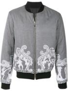 Versace Collection Striped Patterned Bomber Jacket - Black