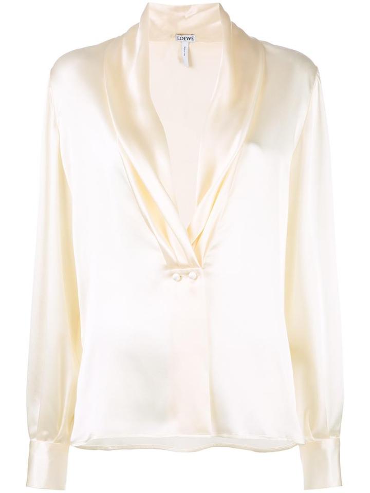 Loewe V-neck Blouse, Women's, Size: 42, Nude/neutrals, Silk