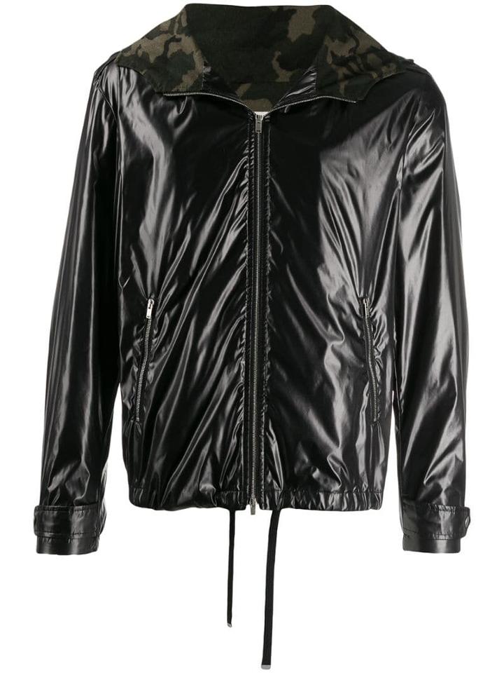 Saint Laurent Camouflage Lined Hooded Jacket - Black