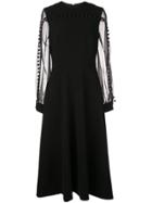 Christian Siriano Flared Midi Dress With Tassels - Black