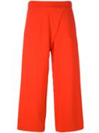Wide Leg Cropped Trousers - Women - Polyester - S, Red, Polyester, P.a.r.o.s.h.