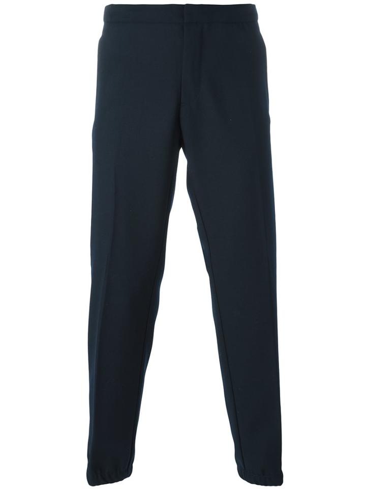 Emporio Armani Tapered Trousers, Men's, Size: 52, Blue, Polyester/wool