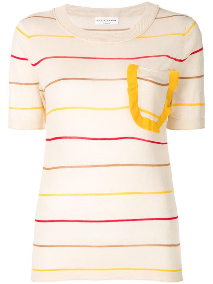 Sonia Rykiel Striped Shortsleeved Sweater - Nude & Neutrals