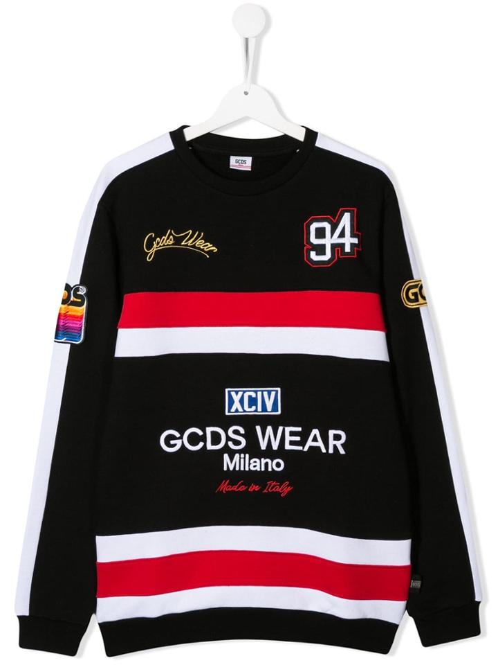 Gcds Kids Printed Logo Sweatshirt - Black