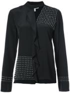 Derek Lam 10 Crosby Long Sleeve Cascade Blouse With Beading - Black