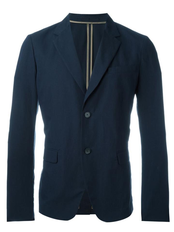 Paolo Pecora Two Button Blazer, Men's, Size: 48, Blue, Cotton/spandex/elastane
