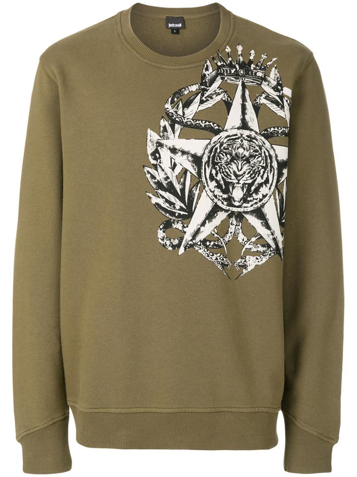 Just Cavalli Star And Animal Print Sweatshirt - Green
