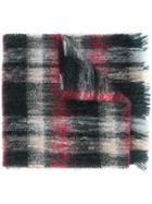 Represent Checked Fringed Scarf - Red