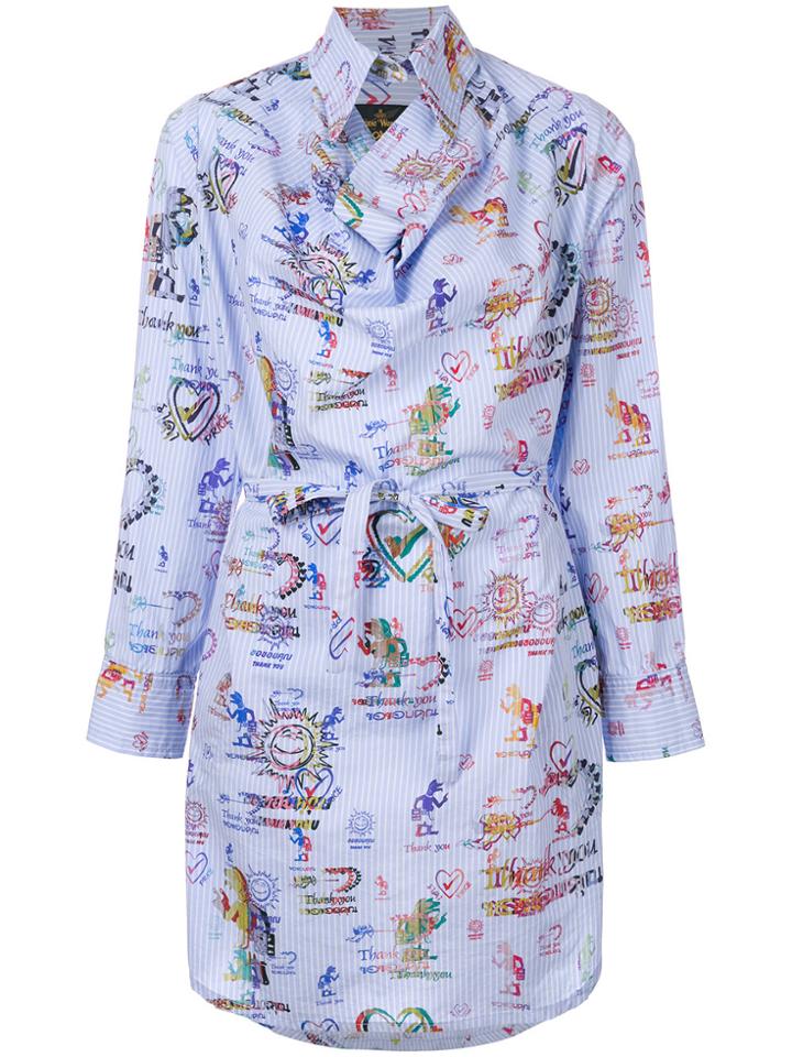 Vivienne Westwood Anglomania Printed Belted Dress - Blue