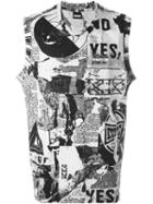 Ktz Newspaper Print Tank Top, Men's, Size: S, Nude/neutrals, Cotton