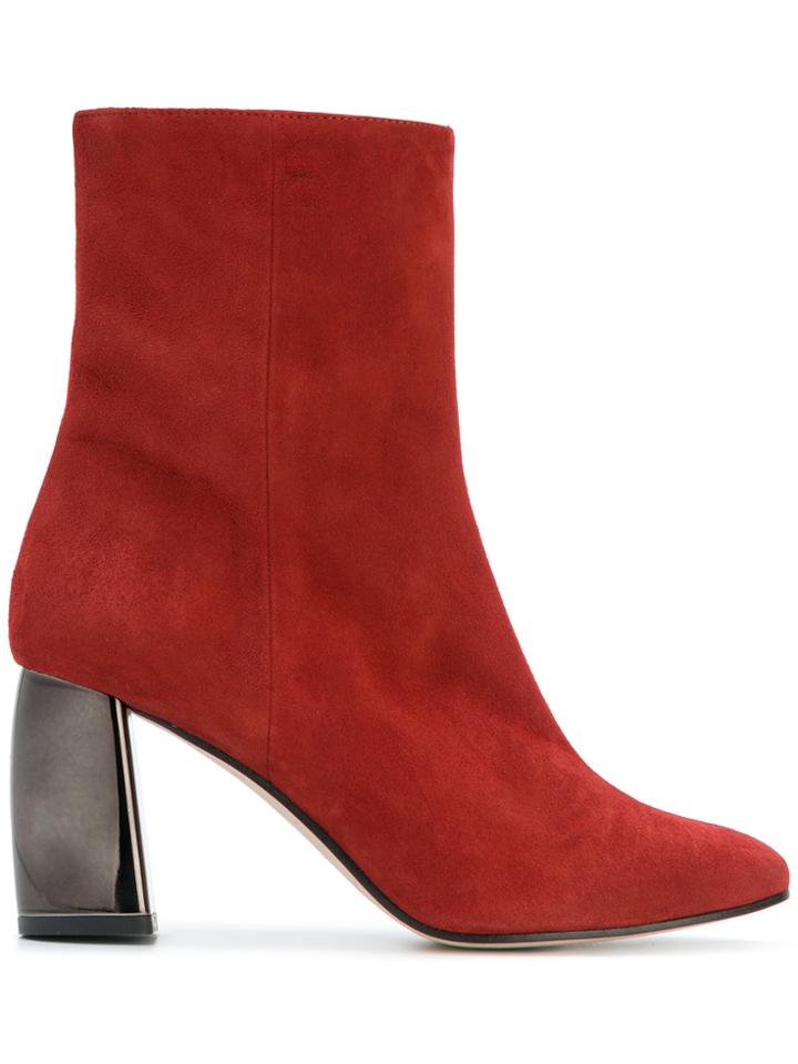 Marc Ellis Metallic Heeled Ankle Boots - Red