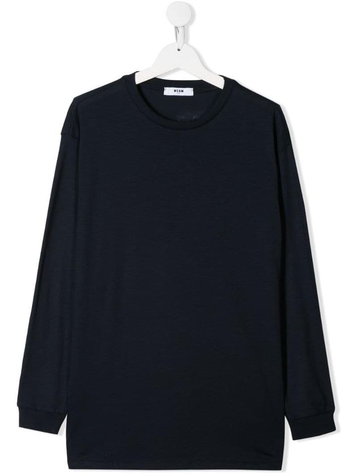 Msgm Kids Teen Logo Printed Jersey Top - Blue