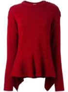 Nude Peplum Knit Blouse, Women's, Size: 42, Red, Wool