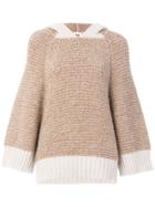 See By Chloé Hooded Oversized Sweater - Nude & Neutrals