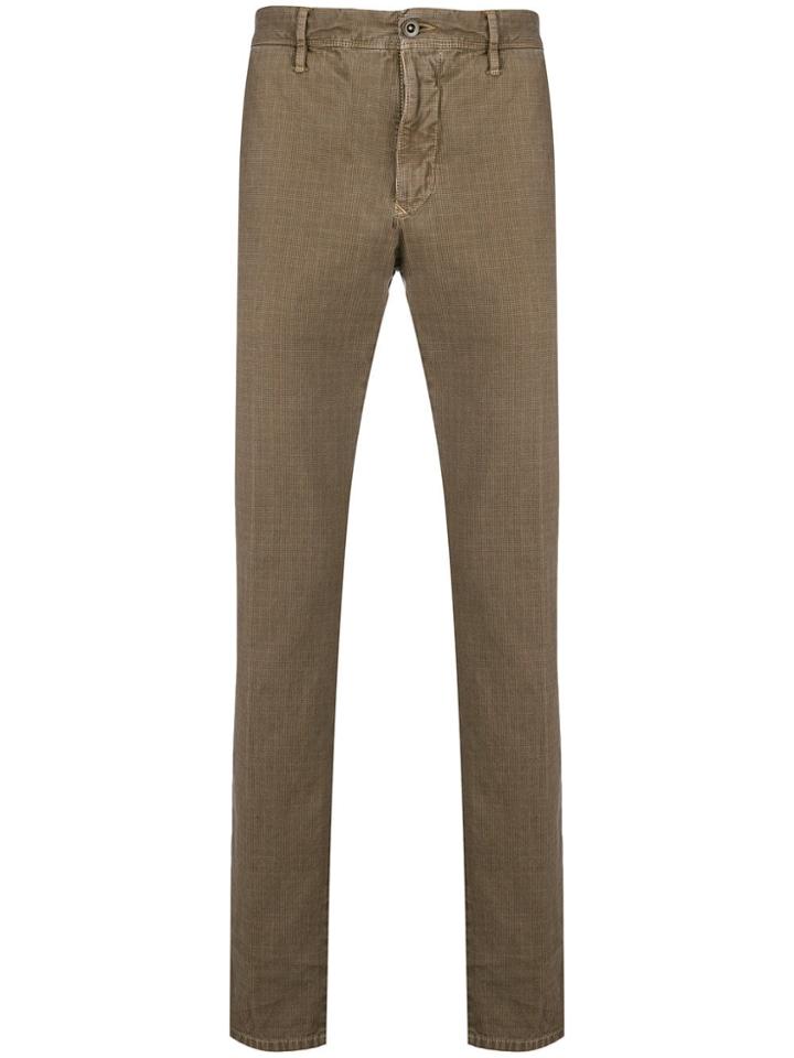 Incotex Micro Checked Straight Trousers - Nude & Neutrals