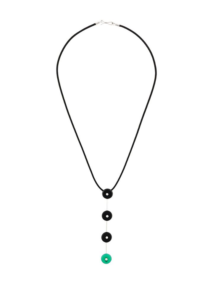 Simonetta Bianchini Diamond Embellished Disc Drop Necklace - Black