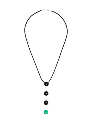 Simonetta Bianchini Diamond Embellished Disc Drop Necklace - Black