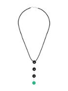 Simonetta Bianchini Diamond Embellished Disc Drop Necklace - Black