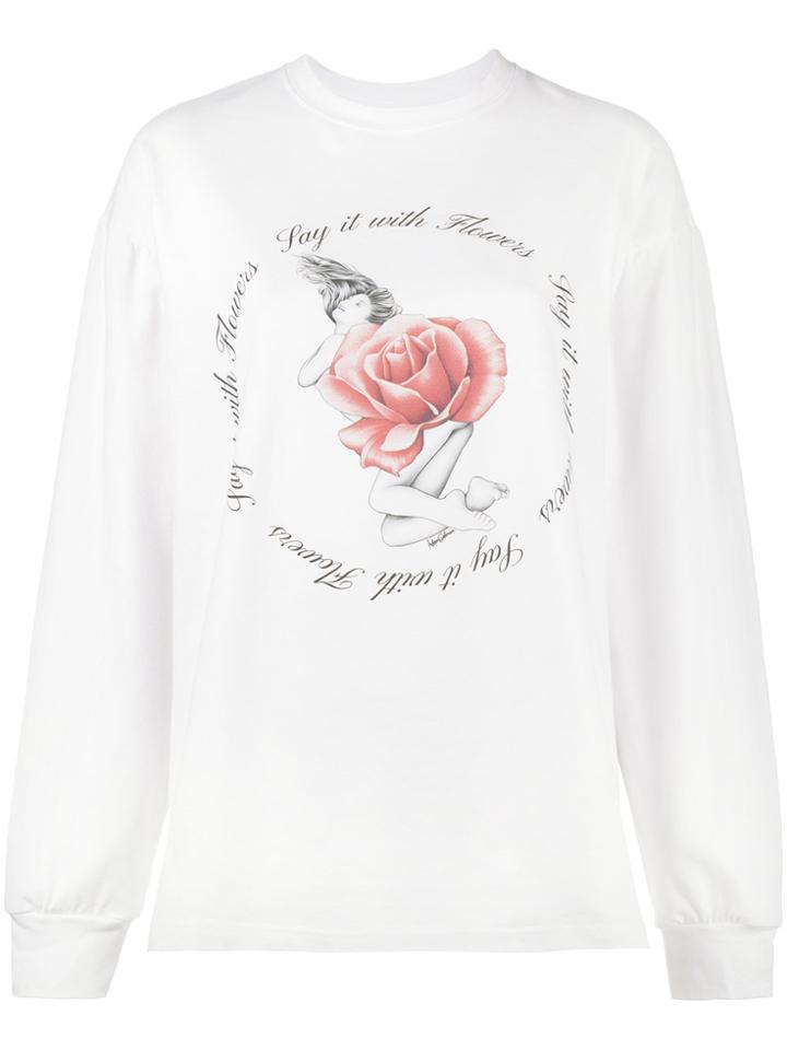 Adam Selman Say It With Flowers Print Top - White