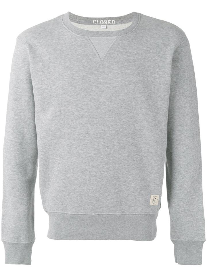 Closed Patch Detail Sweatshirt, Men's, Size: Xl, Grey, Cotton/polyester